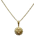 18k Gold Filled Sun Face Necklace