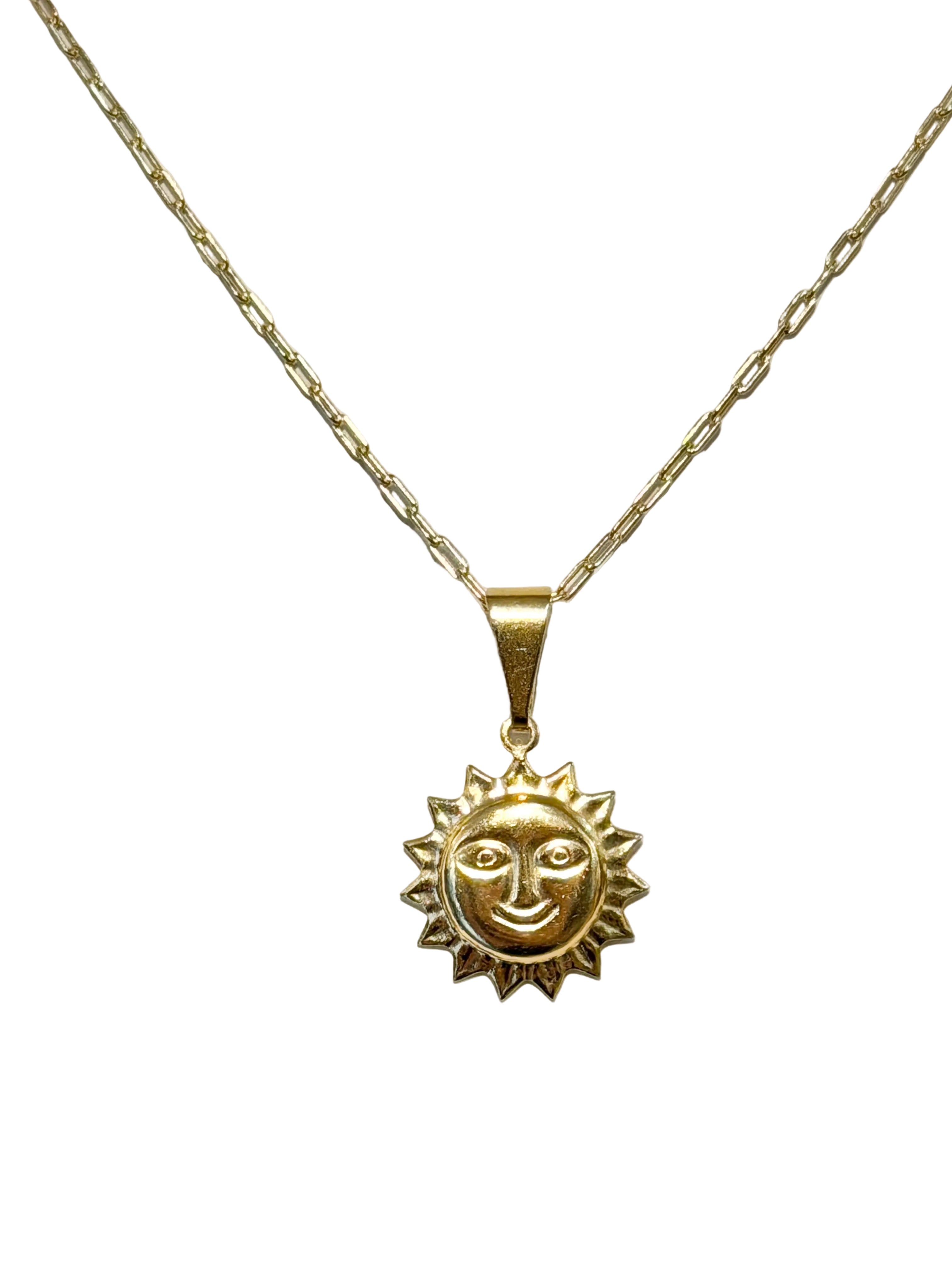 18k Gold Filled Sun Face Necklace