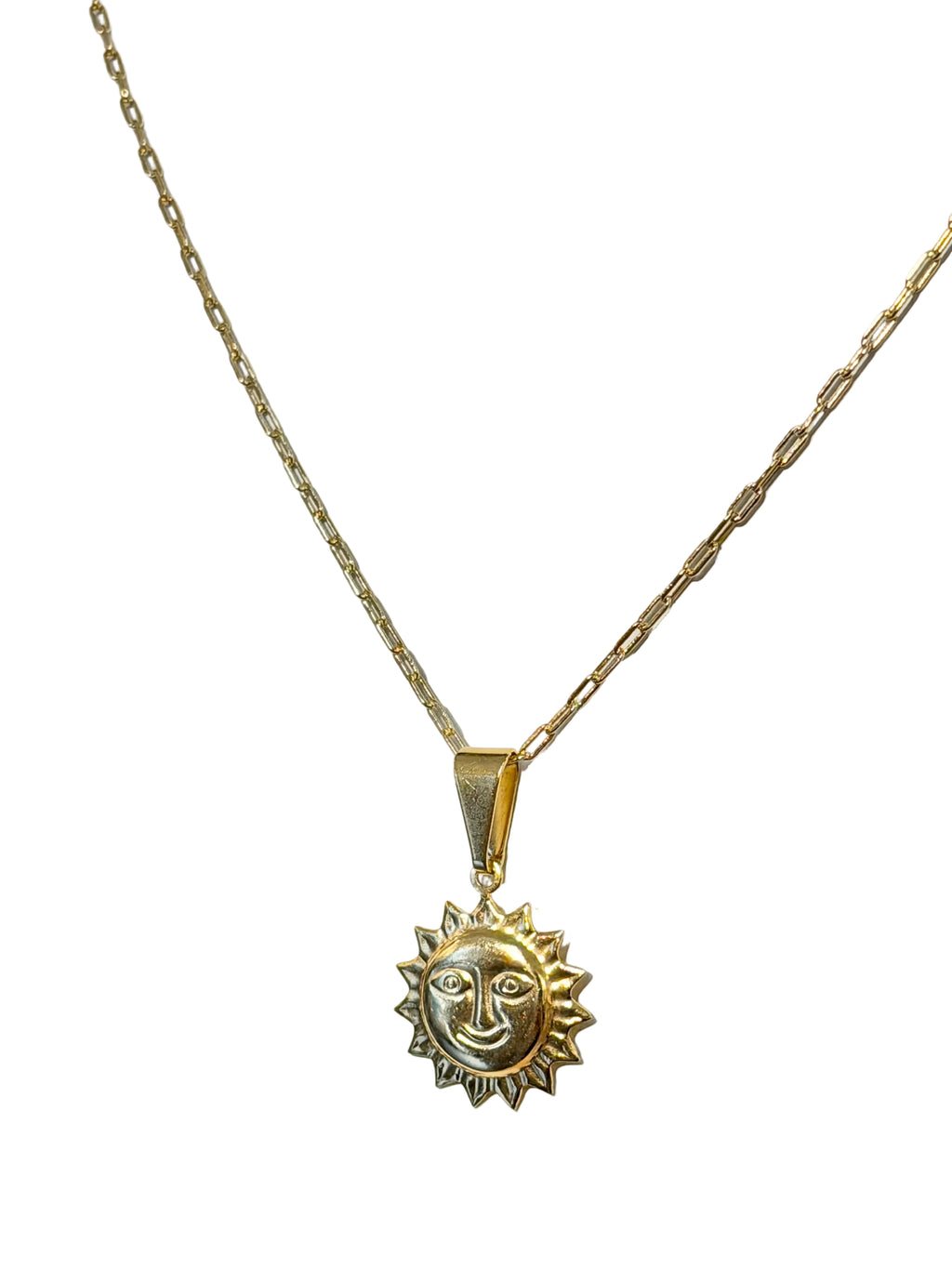 18k Gold Filled Sun Face Necklace