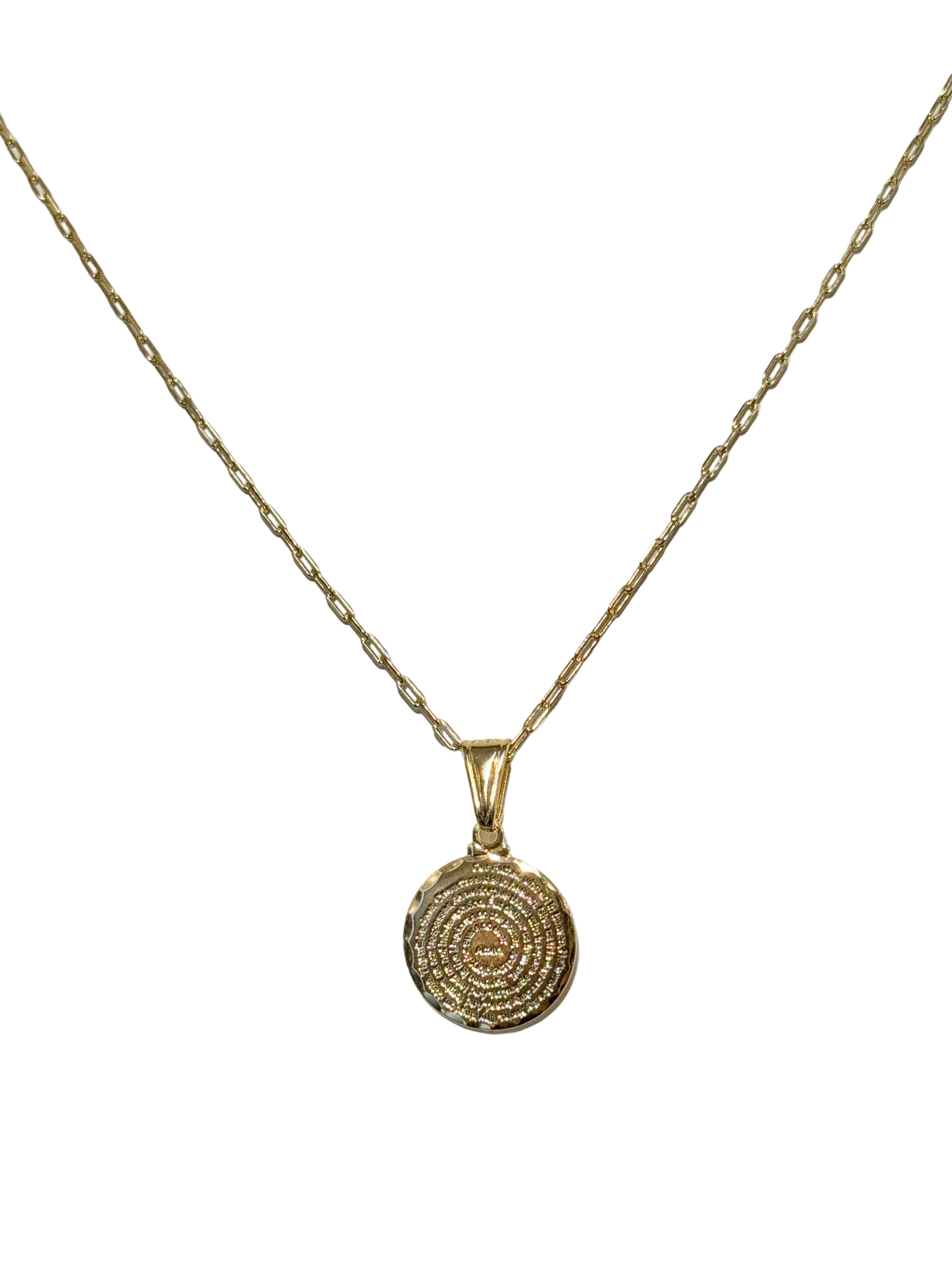 18k Gold Filled Padre Nuestro Pendant Necklace