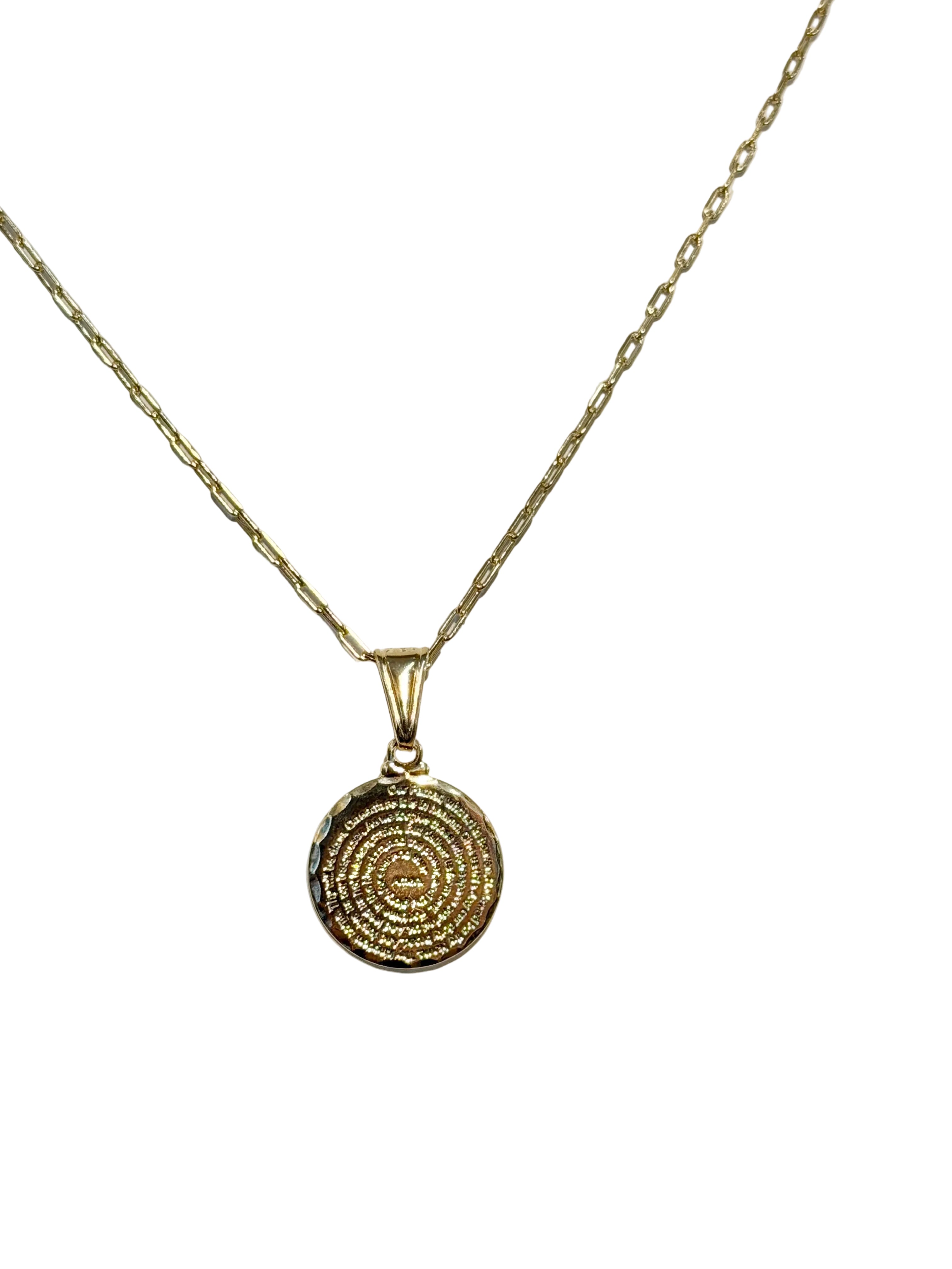 18k Gold Filled Padre Nuestro Pendant Necklace