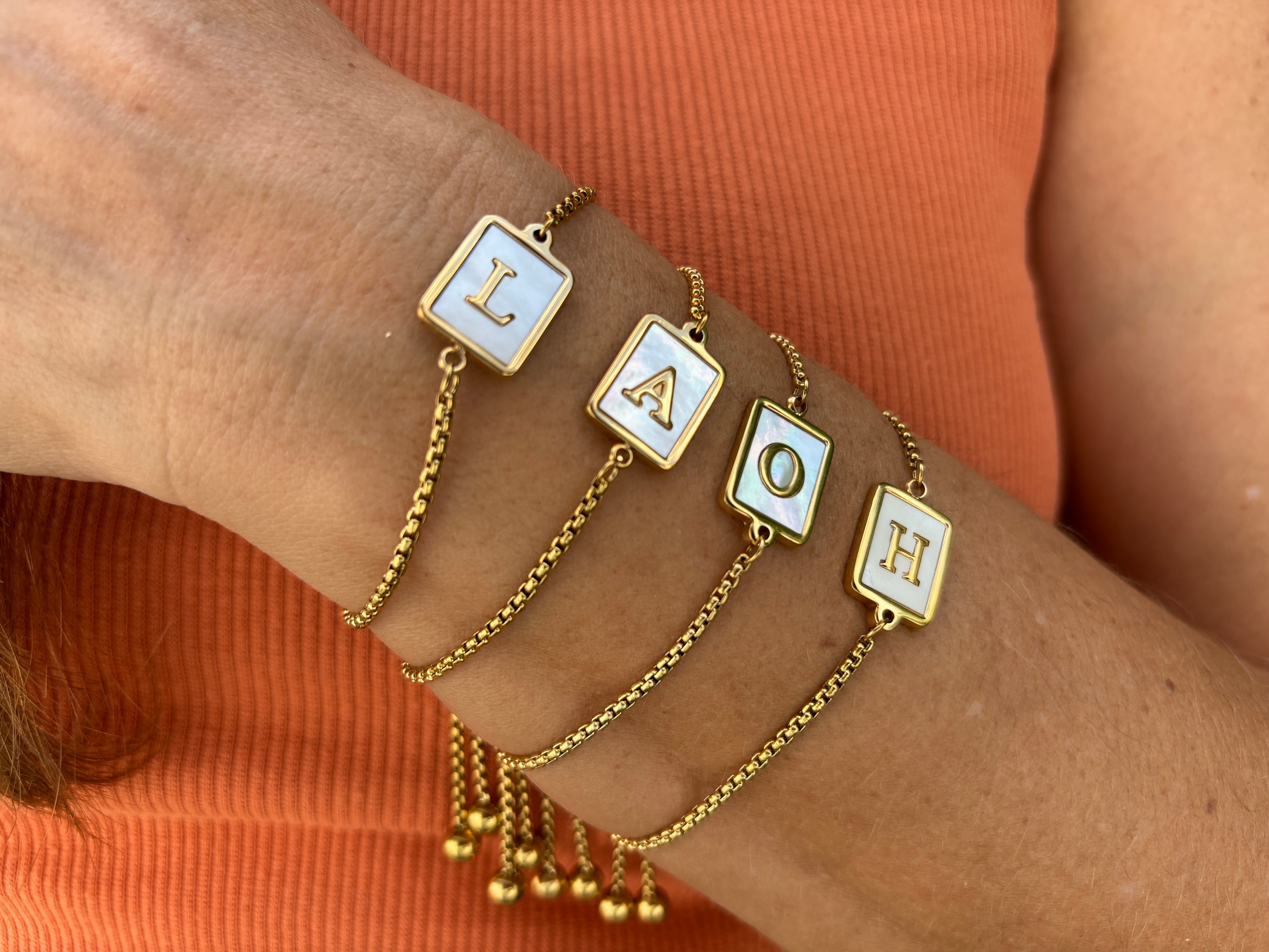 Letter 201 Stainless Steel 18k Gold Plated Shell Bracelets