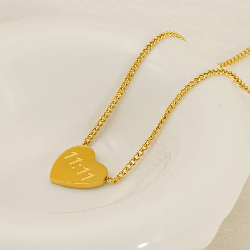 Heart 11:11 Shape 304 Stainless Steel Necklace