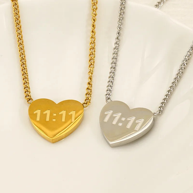 Heart 11:11 Shape 304 Stainless Steel Necklace