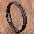 Men's Brown Leather Rope Double Layer Handmade Braided Bracelet