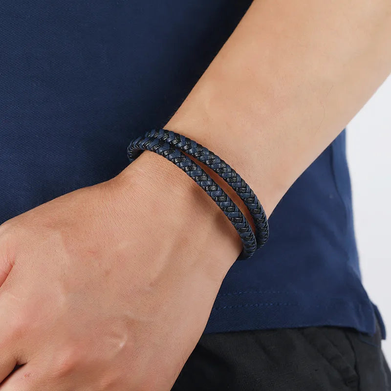 Men's Black And Brown PU Leather Bracelet
