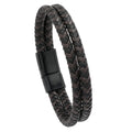 Men's Black And Brown PU Leather Bracelet