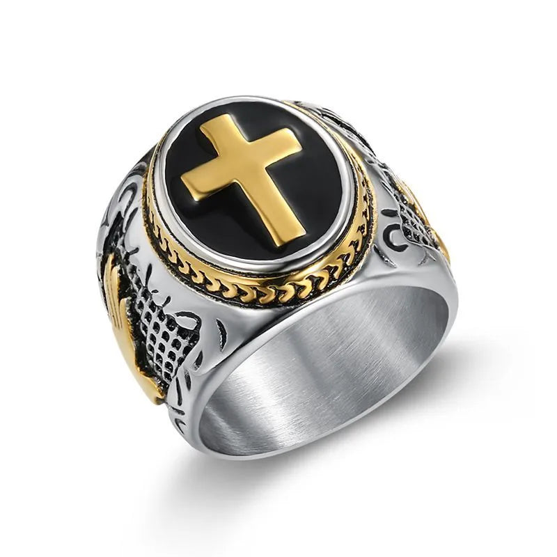 Men's Cross Titanium Steel Ring