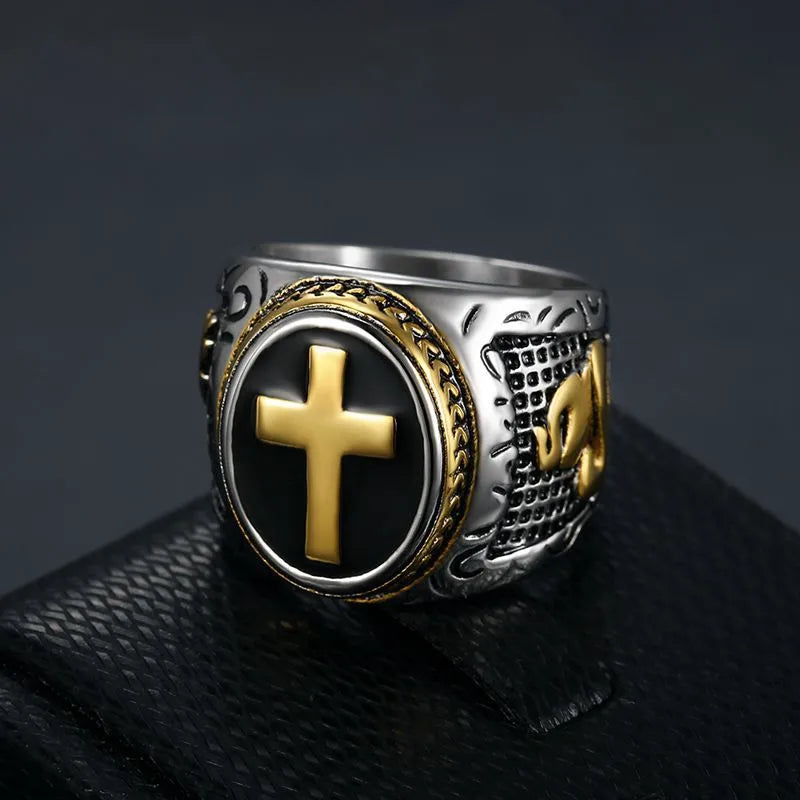Men's Cross Titanium Steel Ring