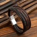 Men's Leather Bracelet With Feather Alloy Buckle