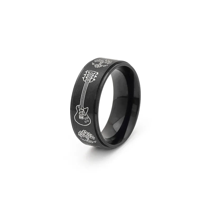 Titanium Steel Guitar Design Ring Viking Tree Of Life Ring