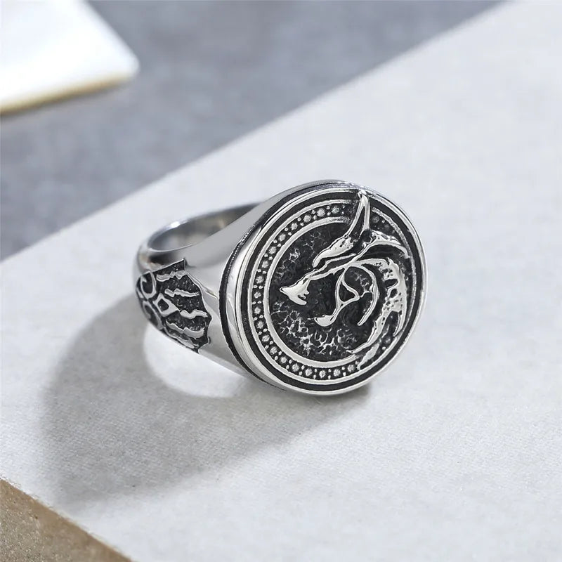 Men's Titanium Steel Ring Wolf Totem