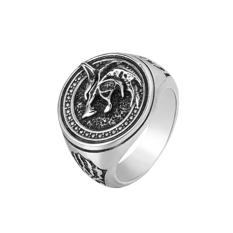 Men's Titanium Steel Ring Wolf Totem