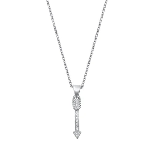925 Sterling Silver CZ Arrow Necklace