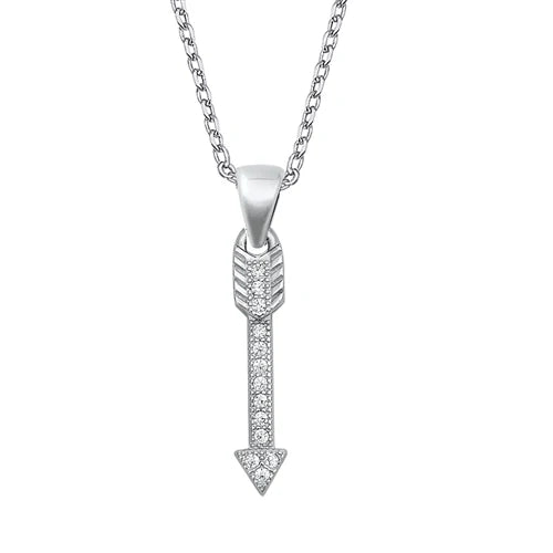 925 Sterling Silver CZ Arrow Necklace