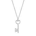 925 Sterling Silver Key CZ Necklace