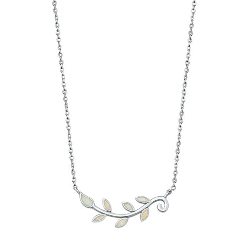 925 Sterling Silver Lab Opal Necklace - Tree Branch