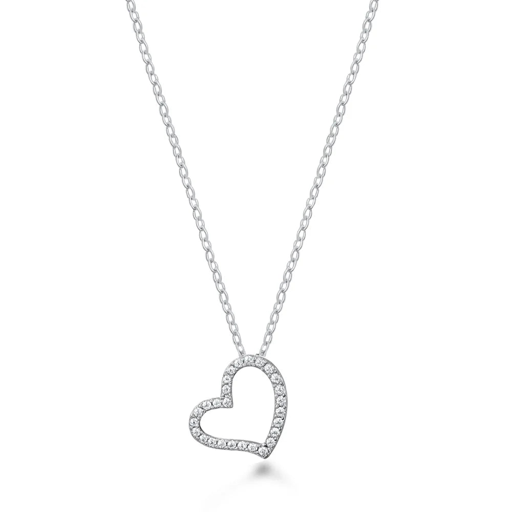 925 Sterling Silver CZ Necklace - Heart