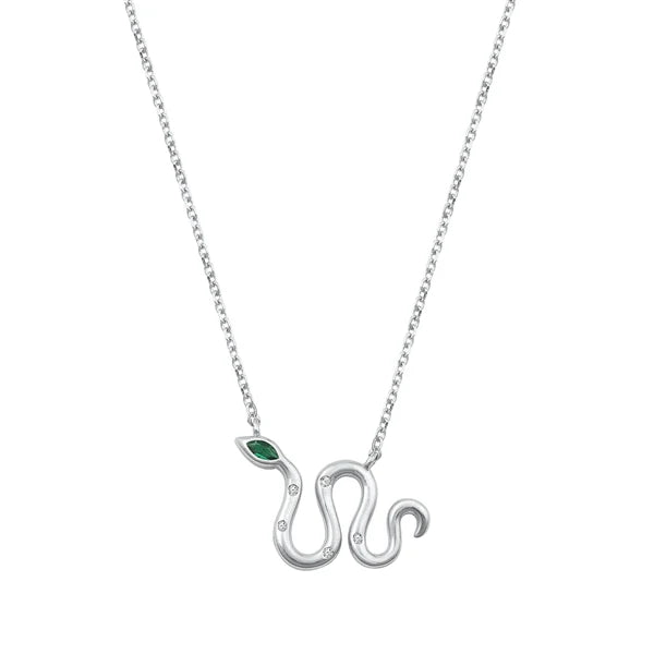 925 Sterling Silver CZ Necklace - Snake