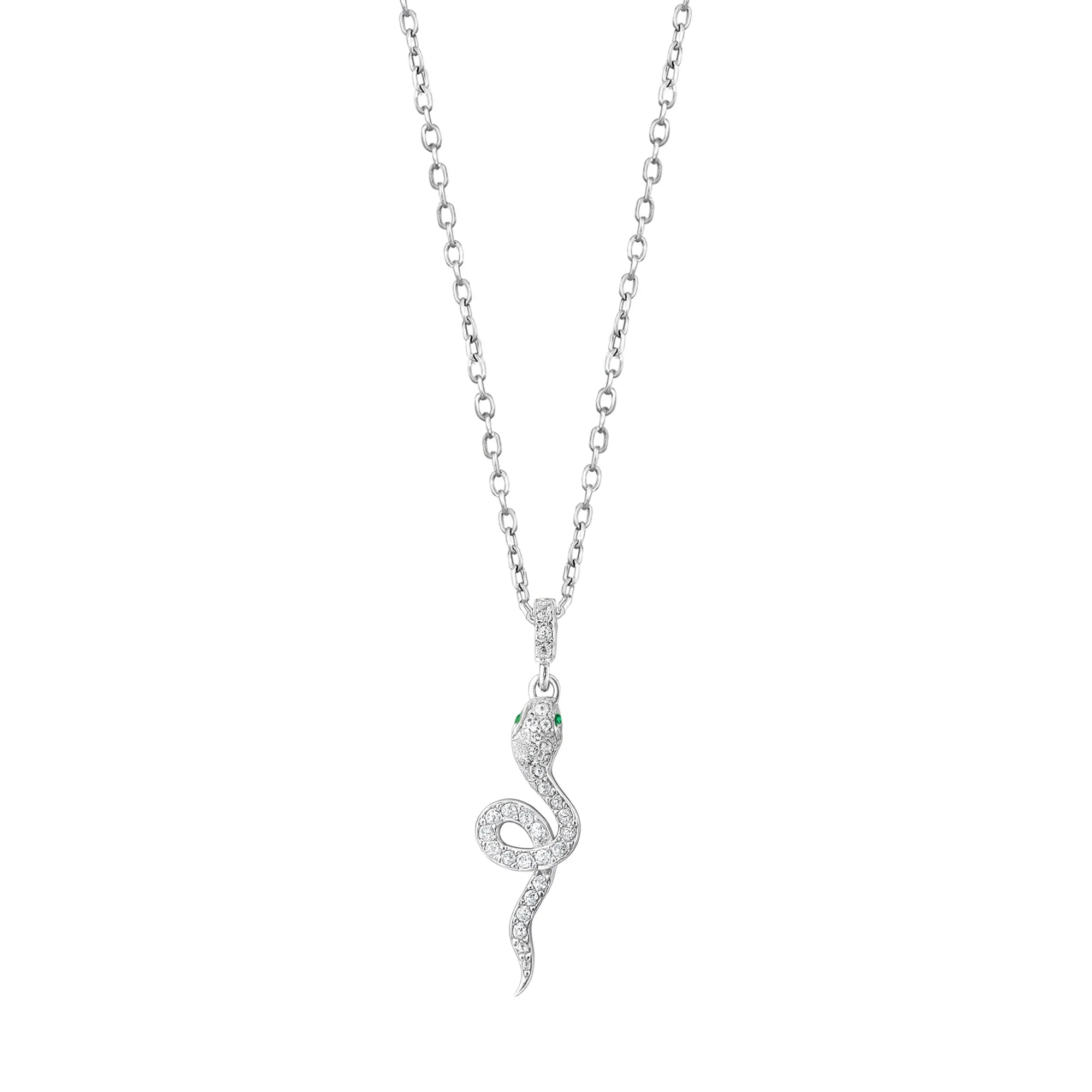 925 Sterling Silver CZ Necklace - Snake