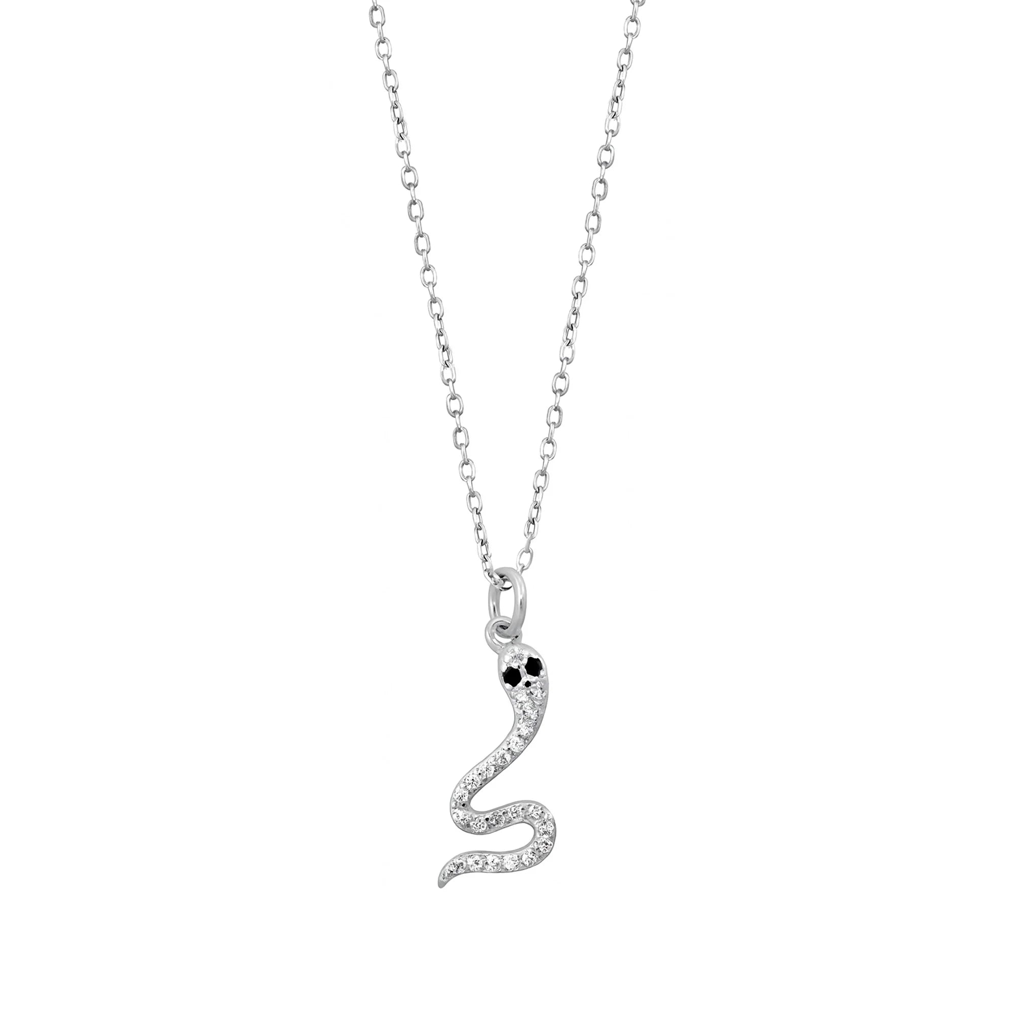 925 Sterling Silver CZ Necklace - Snake