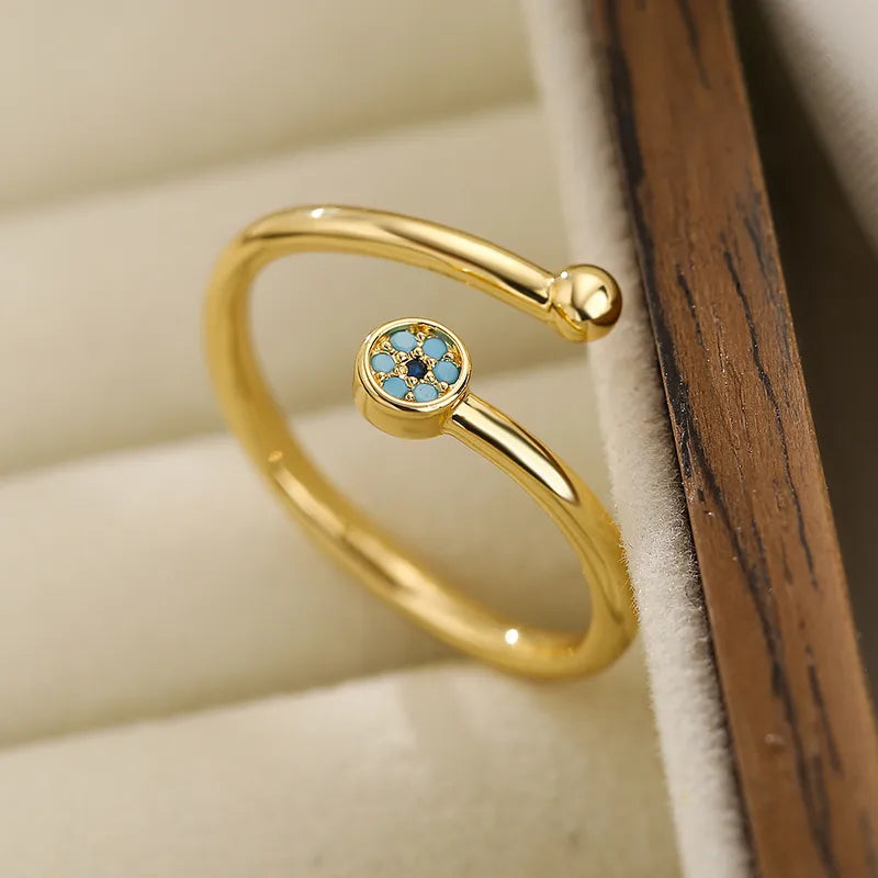 Zircon 18K Real Gold Plated Open Ring