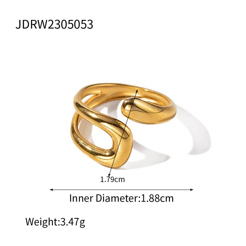 Gold Plated Irregular Solid Color 304 Stainless Open Ring