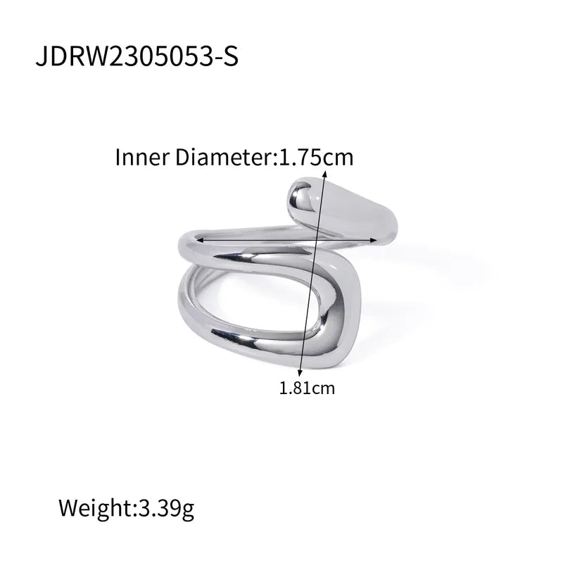 Gold Plated Irregular Solid Color 304 Stainless Open Ring