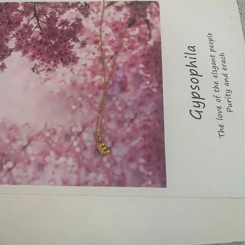 14k Gold Plated Letter 304 Stainless Steel Pendant Necklace