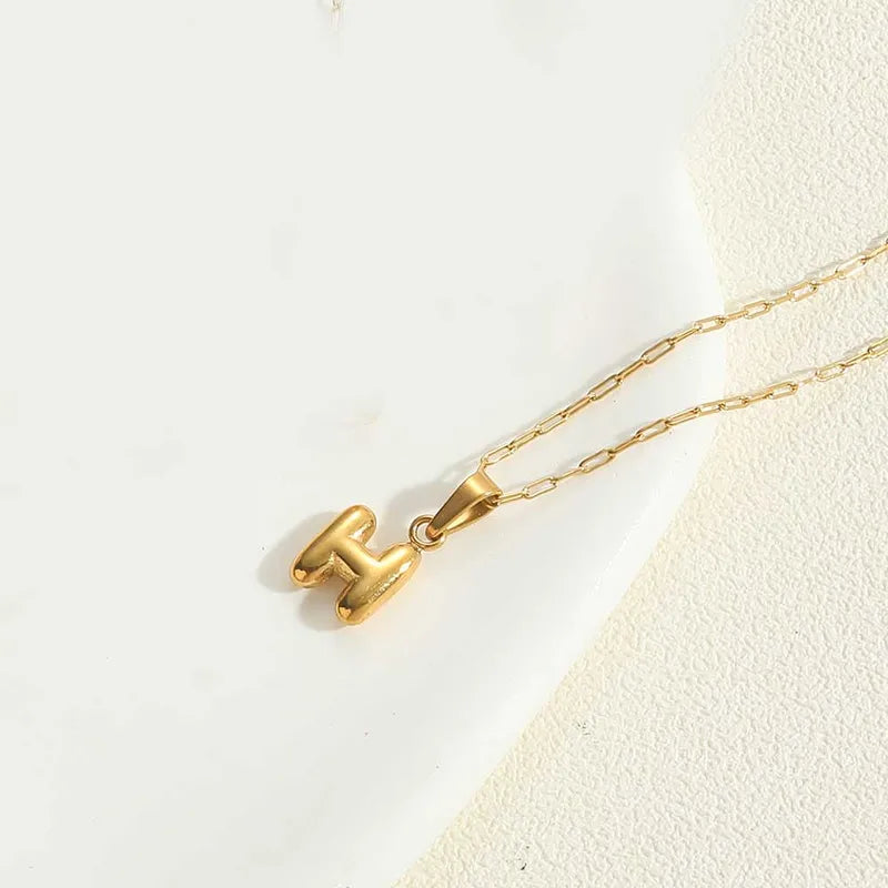 14k Gold Plated Letter 304 Stainless Steel Pendant Necklace