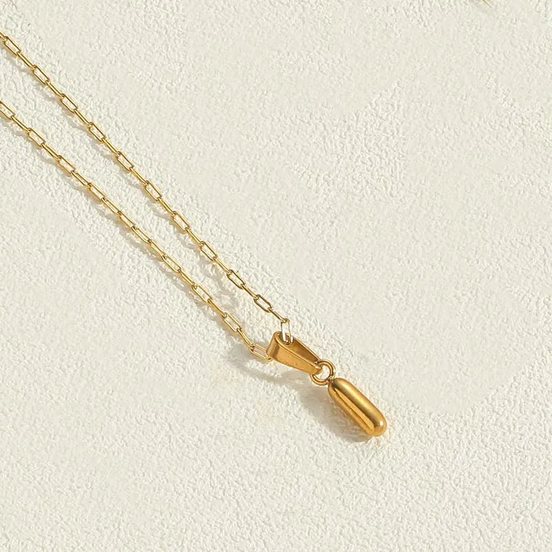 14k Gold Plated Letter 304 Stainless Steel Pendant Necklace