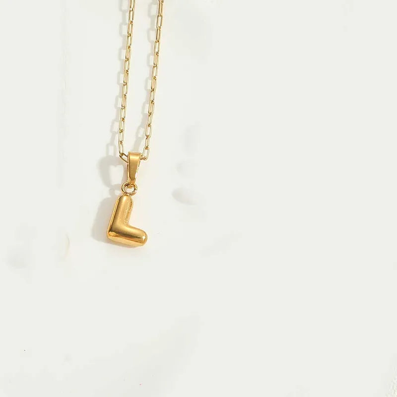 14k Gold Plated Letter 304 Stainless Steel Pendant Necklace