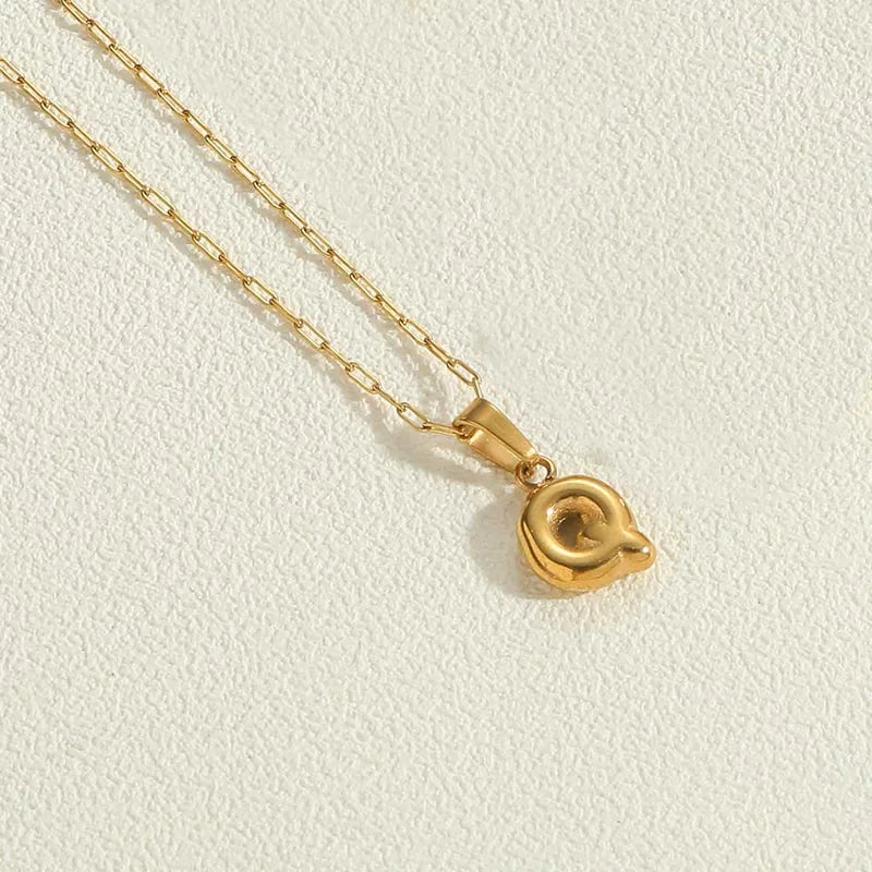 14k Gold Plated Letter 304 Stainless Steel Pendant Necklace