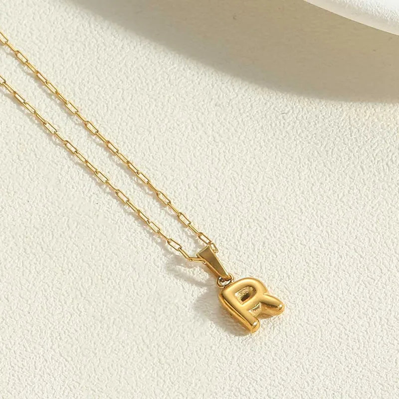 14k Gold Plated Letter 304 Stainless Steel Pendant Necklace