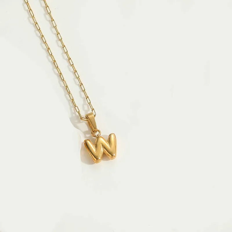 14k Gold Plated Letter 304 Stainless Steel Pendant Necklace
