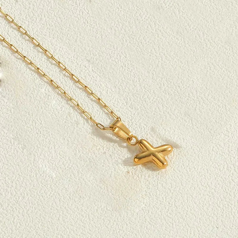 14k Gold Plated Letter 304 Stainless Steel Pendant Necklace