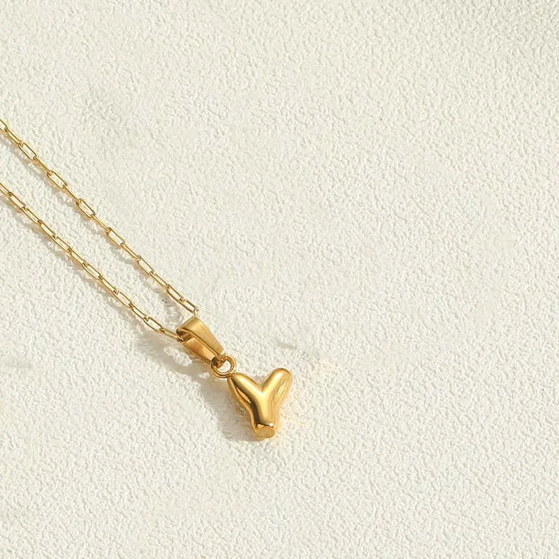 14k Gold Plated Letter 304 Stainless Steel Pendant Necklace