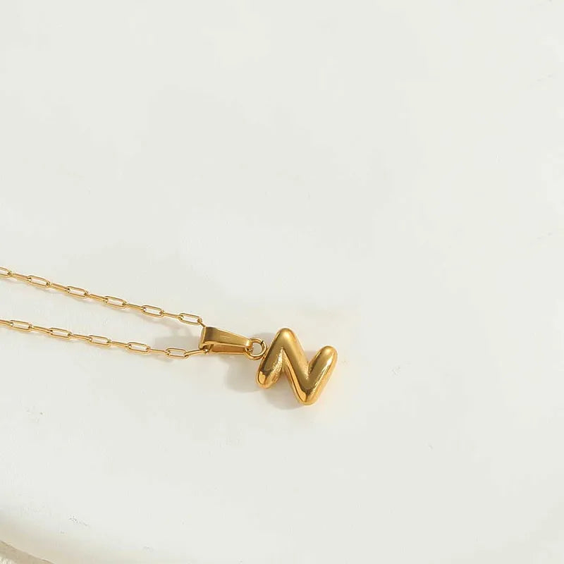 14k Gold Plated Letter 304 Stainless Steel Pendant Necklace
