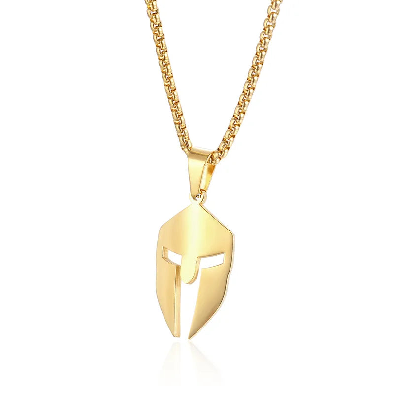 Spartan Warrior Pendant Necklace In 18K Gold Plated 304 Stainless Steel