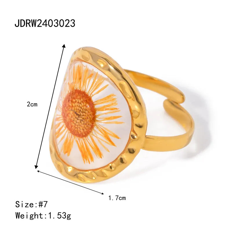 Leaf Clover Oval Flower 304 Stainless Steel 18K Gold Plated