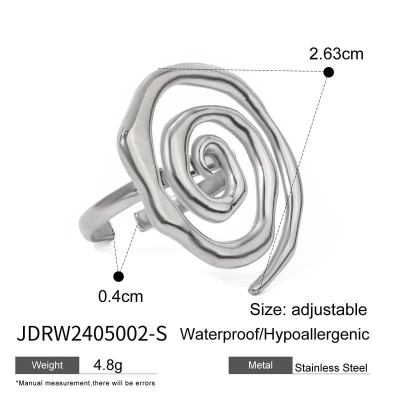 18K Gold Plated 304 Stainless Steel Spiral Open Ring