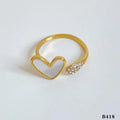 Gold Plated Heart Shape 304 Stainless Steel Open Rings