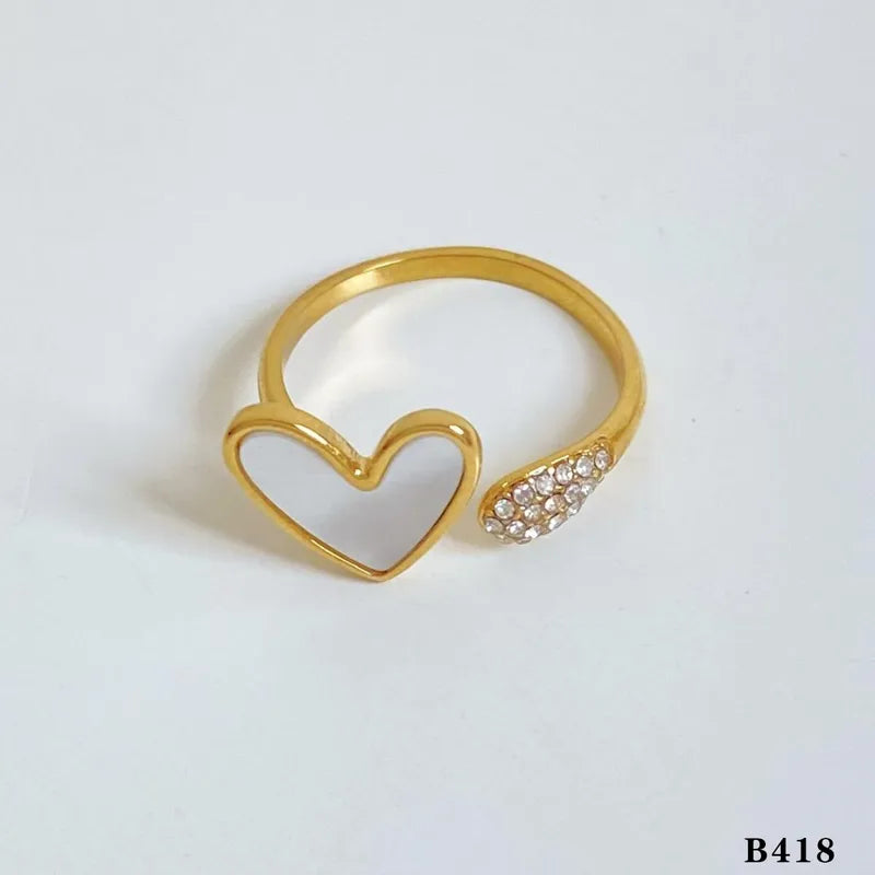 Gold Plated Heart Shape 304 Stainless Steel Open Rings