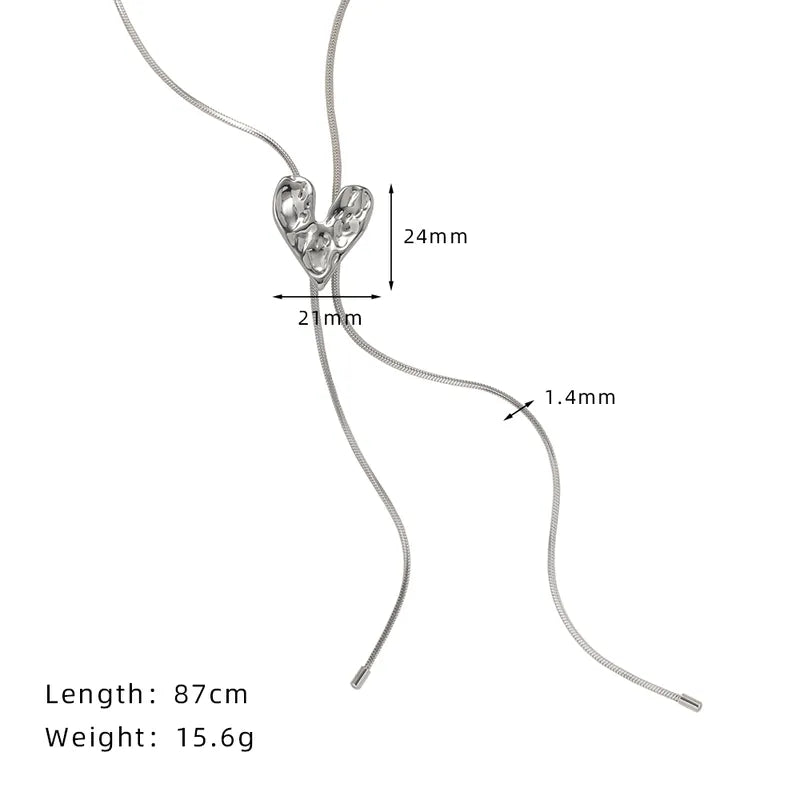 Tassel Heart Shape 304 Stainless Steel Sweater Chain