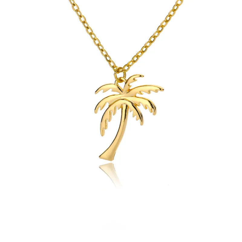 18K Gold Plated Coconut Tree 304 Stainless Steel Pendant Necklace