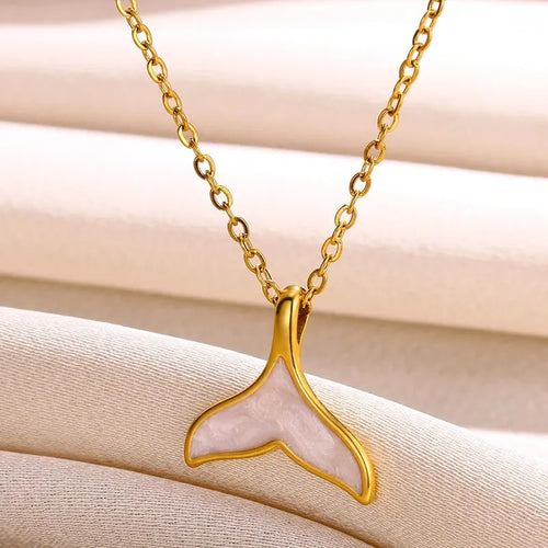 18k Gold Plated 304 Stainless Steel Tail Pendant Necklace