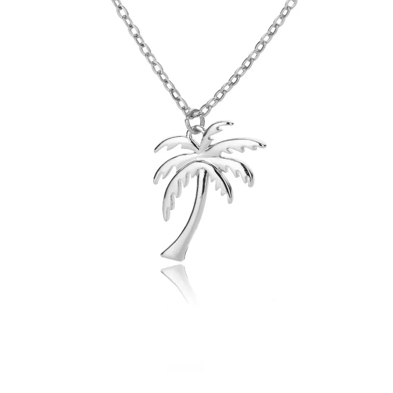 18K Gold Plated Coconut Tree 304 Stainless Steel Pendant Necklace