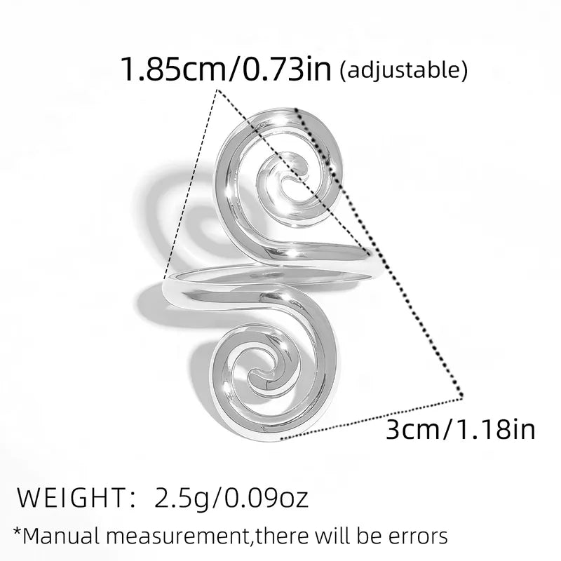 18K Gold Plated Stainless Steel Geometric Hollow Out Open Ring