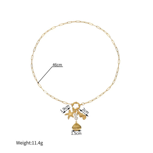 18k Gold Plated 304 Stainless Steel Beach Pendant Necklace