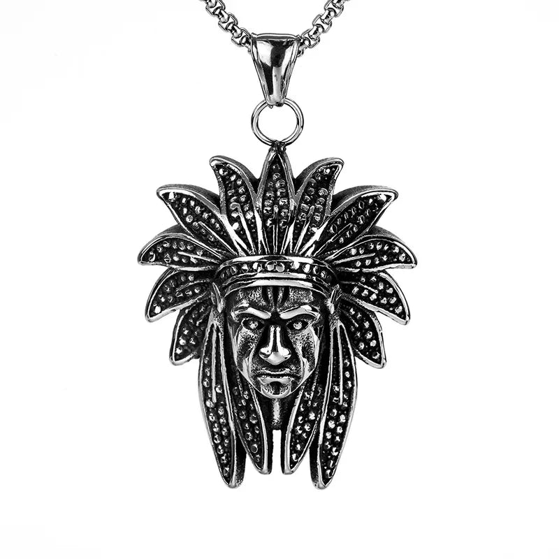 Indian Head Stainless Steel Pendant Necklace